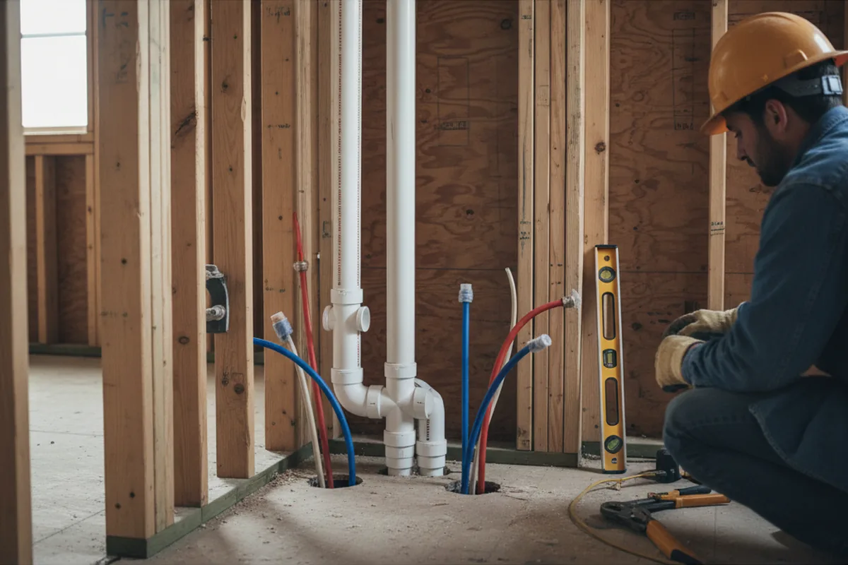 Drain and supply rough-in during Sump Pump Repair in Dawson